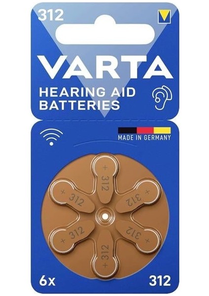 312 Numara Kulaklık Işitme Cihazı Pili (6'lı Paket)