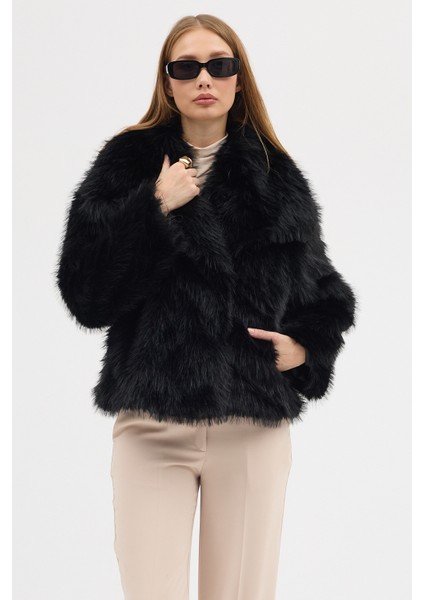 Kadın Premium Yakalı Suni Kürk