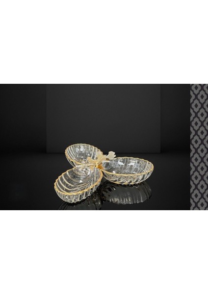 Tropik Mix Gold 26X26X7CM Cam 3lü Çerezlik