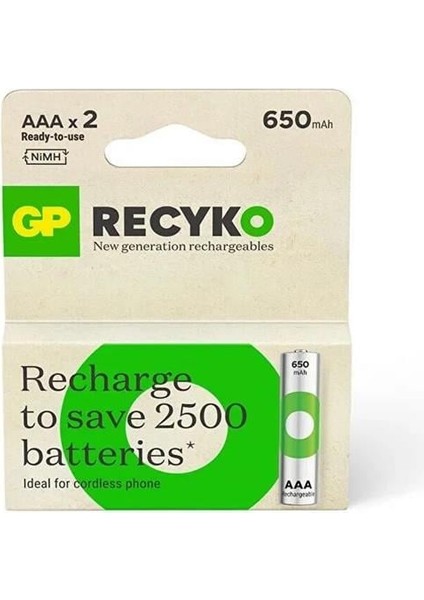 Recyko 650 Mah R03 Aaa Şarjlı 2'li Ince Kalem Pil fırsatları