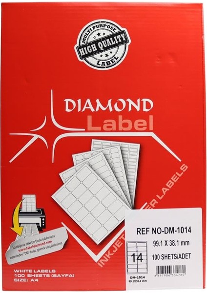 Diamond Etiket DM-1014 99.1X38.1 mm Lazer
