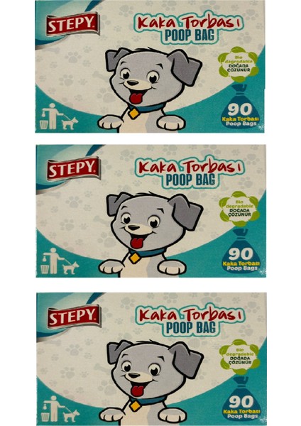 Tasmalı Köpek Kaka Torbası 90 Lı Yedek x 3 Paket