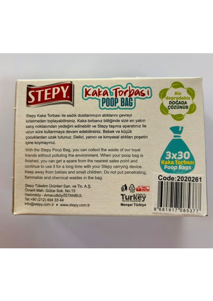 Tasmalı Köpek Kaka Torbası 90 Lı Yedek x 3 Paket indirimleri