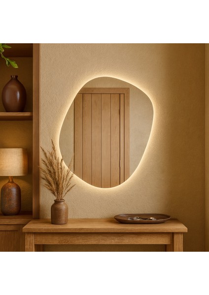 Asimetrik LED Ayna – Minimalist Organik Form Duvar Aynası fiyatları