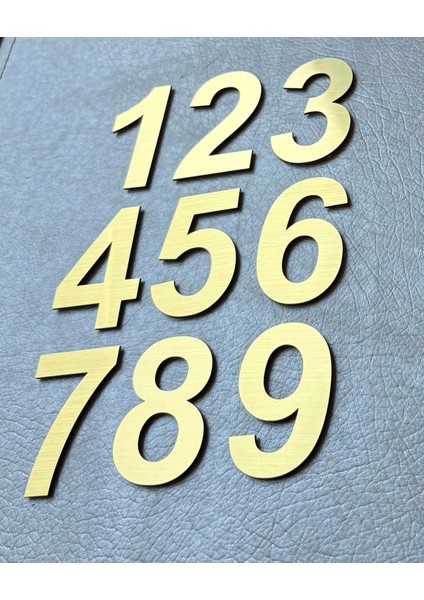 Kapı Numarası 10 cm No 1 Den 9 A Kadar Daire Masa Dolap Numarası Fırcalı Gold Kendinden Yapışkanlı