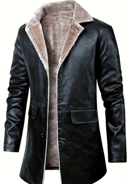 Cepleri Kapaklı Hakiki Koyun Derisi Uzun Kaban Içi ve Yakası Kürklü