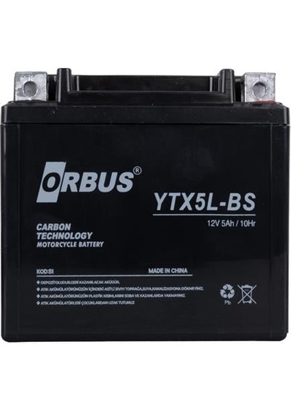 YTX5L-BS 12V 5A Motosiklet Aküsü (114 x 70 x 106 Mm) (1.8kg) fiyatları