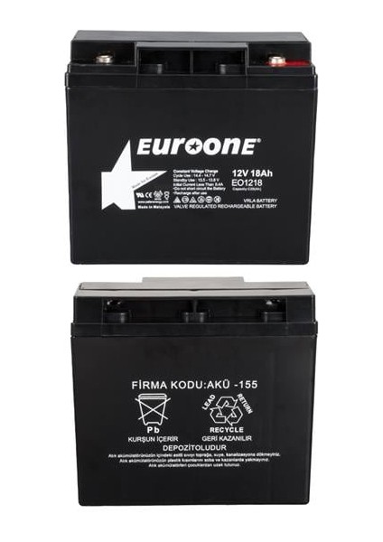 EO1218 12 Volt 18 Amper Bakımsız Kuru Agm Akü fiyatları