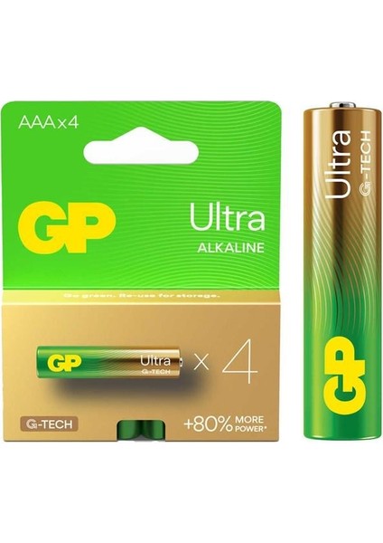 Ultra Alkalin Aaa LR03 Ince Kalem Pil G-Tech (4'lü Paket)