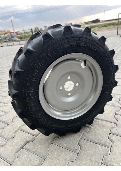 6,5/80-13 Çapa Makine / Patpat Lastik Set - ( Lastik+Iç Lastik+Jant ) / Standard Tırnak