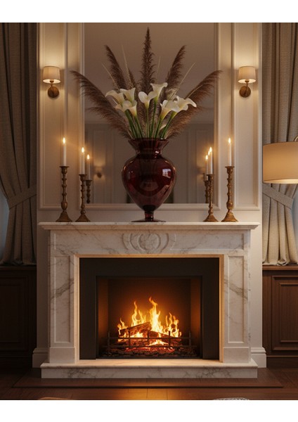 Kardiya Dekoratif Kırmızı Vazo - Modern Cam Salon Aksesuarı