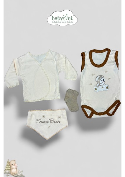 %100 Pamuk Organik Yenidoğan Hastane Çıkışı Seti 10 Parça – Kızaklı Kardan Adam Desenli, Doğal & Güvenli modelleri