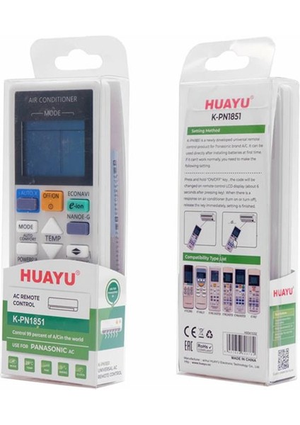 K-PN1851 Universal Ac Panasonic Klima Kumandası modelleri