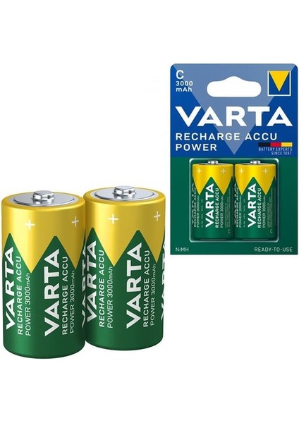 HR14 3000MAH C Orta Boy 1.2 Volt Ni-Mh Şarjlı Pil 2li Paket (Şarj Edilebilir)