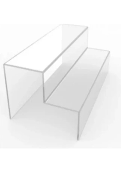Pleksi Akrilik Merdiven Raf 3 mm Şeffaf 30CM Genişlikte 2 Katlı Stand Baharatlık