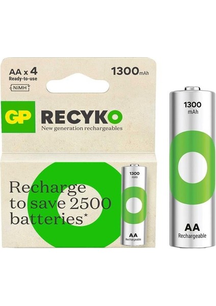 Recyko 1300MAH Nı-Mh R6 Şarjlı Aa 4'lü Kalem Pil