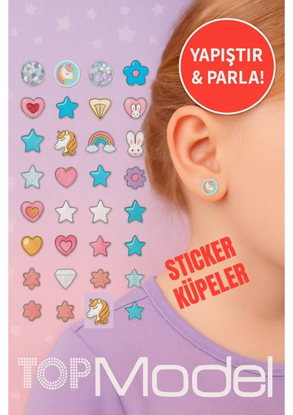 Unicorn Sticker Küpe Seti – 60’tan Fazla Renkli Tasarım, Zararsız ve Eğlenceli Kullanım