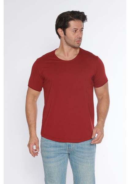 Erkek Geniş Yaka %100 Pamuk Salaş T-Shirt