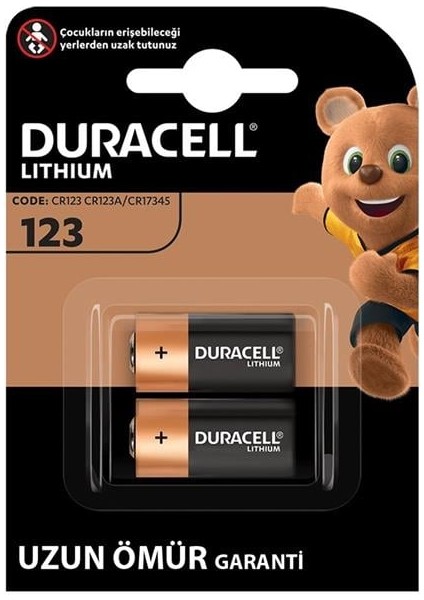 CR123 / CR123A / CR17345 3 Volt Lityum Pil (2'li Paket)