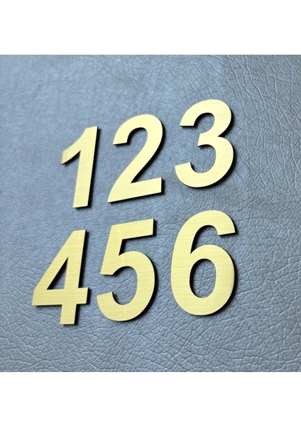 Kapı Numarası 10 cm No 1 Den 6 Ya Kadar Daire Masa Dolap Numarası Fırcalı Gold Kendinden Yapışkanlı