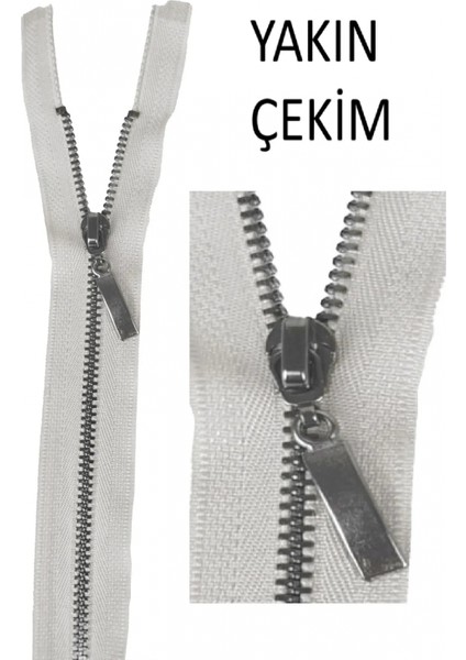 Fermuar Metal Dişli Beyaz 55 cm 1 Adet Tekstil Malzemesi F-702
