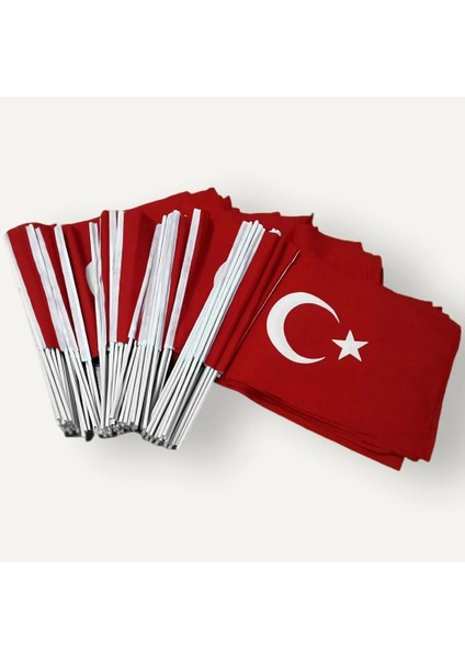 20X30 Sopalı Bez Türk Bayrağı 10 Adet