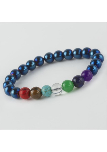 Sepetim 7li Doğaltaş Çakra Bileklik-Mavi