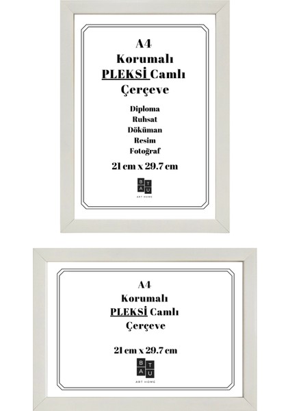 5 Adet A4 Çerçeve Korumalı Kırılmaz Pleksi Camlı Belge Diploma Resim Fotoğraf Asılabilir 21 x 29.7 cm modelleri