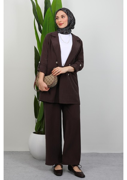 Elvin Pantolonlu Takım Acı Kahve