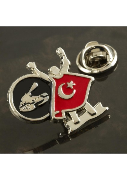 Sepetim Ay Yıldız Yaka Rozet-Gümüş Rengi