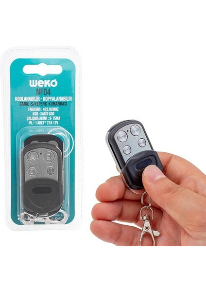 NF04 Kodlanabilir - Kopyalanabilir Garaj Kumandası (Kilit-Bagaj-Alarm Tuşlu) modelleri