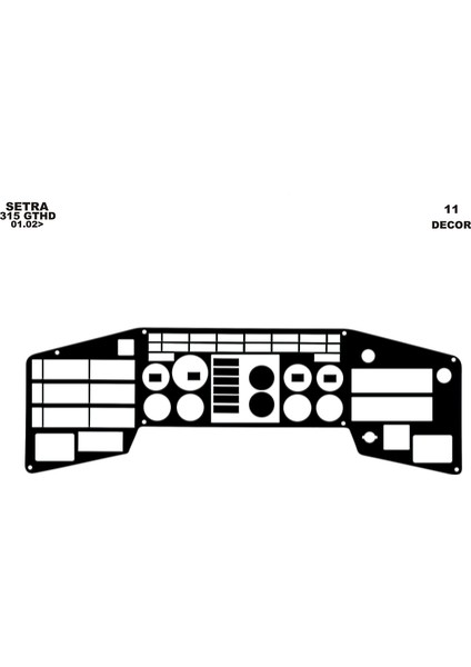 Setra 315 Gthd Konsol-Torpido Kaplama 1996-2000 11 Parça Piano Black