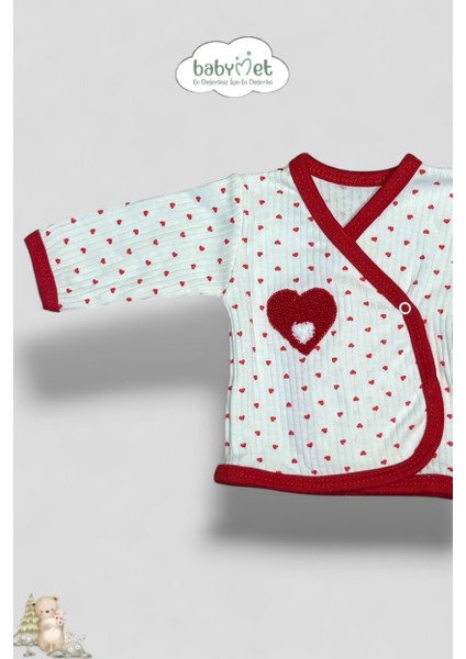 %100 Pamuk 10 Parça Yenidoğan Hastane Çıkış Seti – Kalp Desenli Doğal indirimleri