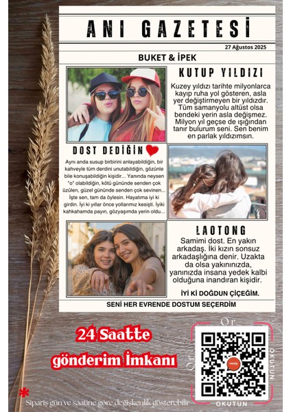 Anı Gazetesi Posteri, Doğum, Özel Gün, Nişan, Düğün, Her An İçin Kişiselleştirilebilir Hatıra/A4 Kağıt baskı (Çerçevesiz) indirimleri