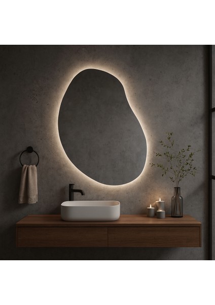 Asimetrik LED Ayna – Doğal Form Organik Tasarım Duvar Aynası fiyatları