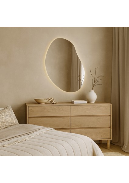 Asimetrik LED Ayna – Doğal Form Organik Tasarım Duvar Aynası modelleri