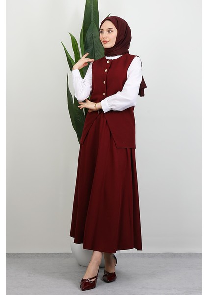 Meyra Yelek Etekli Takım Bordo modelleri
