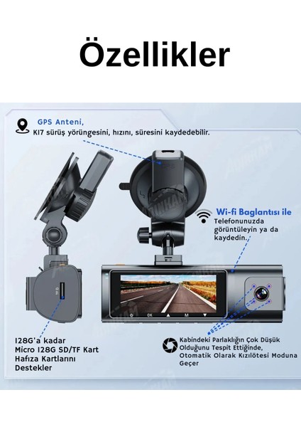 K17 Ultra Hd 4K Wifi ve App Kontrollü Hareket Sensörü Gece Görüşü 7/24 Kayıt Türkçe Çift Araçuyumlu