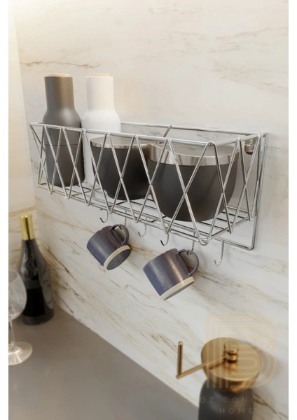 Mutfak Rafı Lüks Modern Gümüş Metal Baharatlık Rafı Organizer Düzenleyici