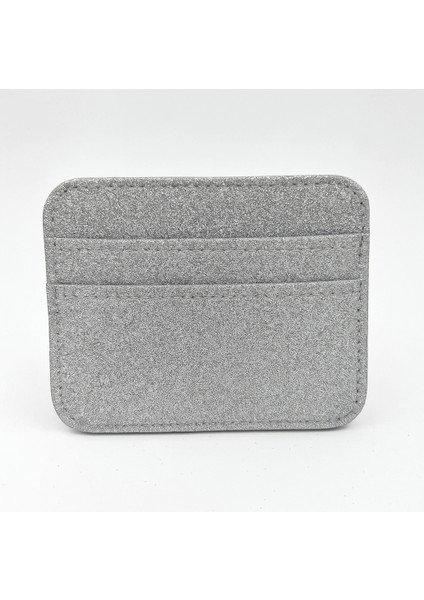 Çift Taraflı 5 Bölmeli Işıltılı Simli Kadın Kartlık (Kutulu Gönderim)