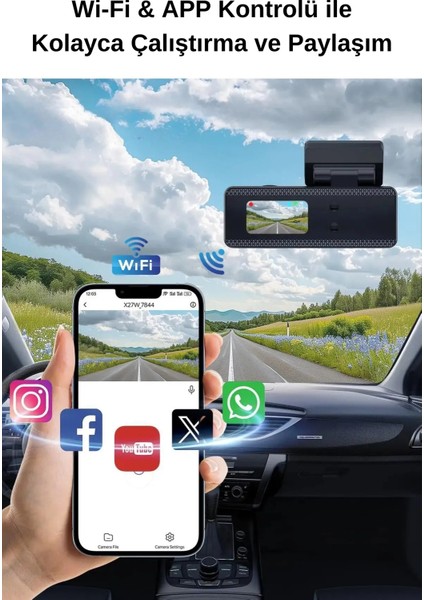 Dash Cam 4K Ultra Hd Araç Kamerası Kaza Güvenlik Kamerası Wifi & App Destekli Video Kaydedici Uyumlu fiyatları