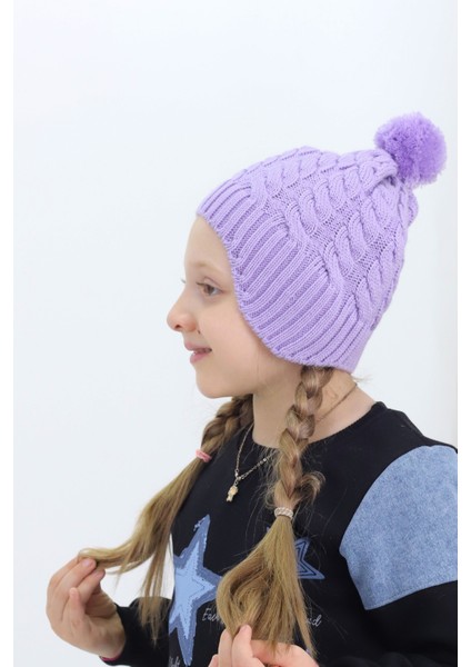 Minima Bebek Ponponlu Mor Örgü Bere – Kulak Kapatmalı, Yumuşak ve Sıcak Tutucu Kışlık modelleri