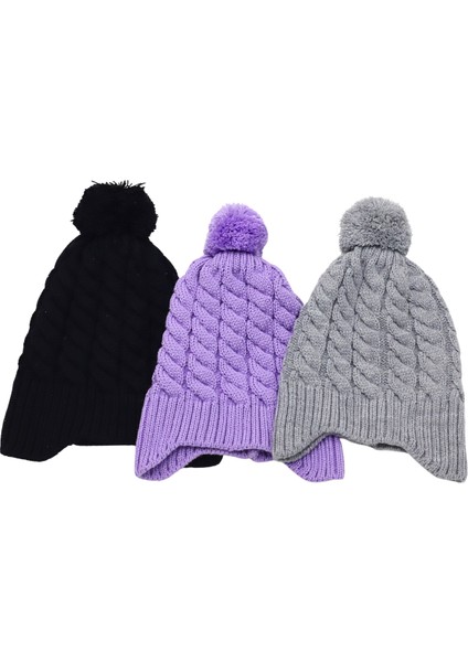 Minima Bebek Ponponlu Mor Örgü Bere – Kulak Kapatmalı, Yumuşak ve Sıcak Tutucu Kışlık indirimleri