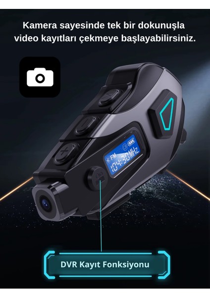 K10 Dvr Kameralı Intercom Bluetooth Motosiklet Kask Kulaklığı Kameralı Intercom Kulaklık
