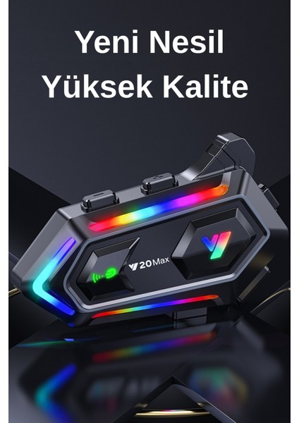 Y20 Max Rgb Işık Efektli Intercom Bluetooth Motosiklet Kask Kulaklığı Intercom Kulaklık modelleri