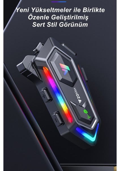 Y20 Max Rgb Işık Efektli Intercom Bluetooth Motosiklet Kask Kulaklığı Intercom Kulaklık fırsatları