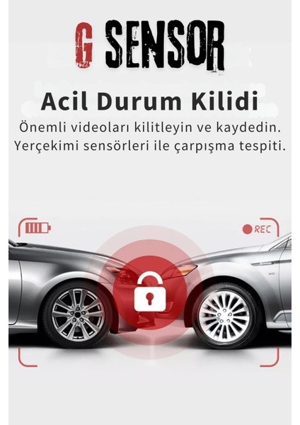 F6 4K 1080P Monitörlü Gece Görüşlü 3 Kanal Araç Iç Dış Kamera