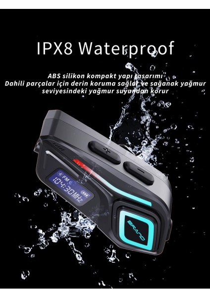 K08 LED Fenerli Intercom Bluetooth Motosiklet Kask Kulaklığı Intercom Kulaklık modelleri