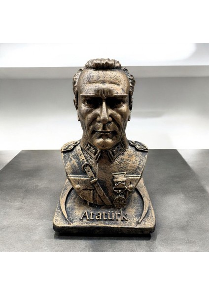 Dekoratif Polyester Atatürk Büstü 17 cm Gold Eskitme modelleri