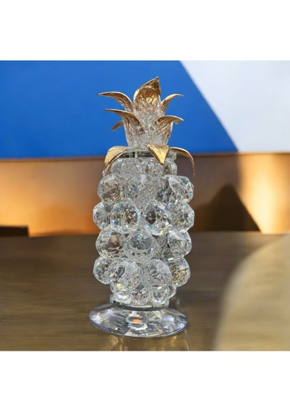 Dekoratif Kristal Cam Tekli Ananas Orta Boy Şeffaf Gold modelleri